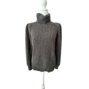 I.N.C. WOMENS COWL TURTLE NECK SLIGHT PUFF SHOULDERS BELL SLEEVE SWEATER